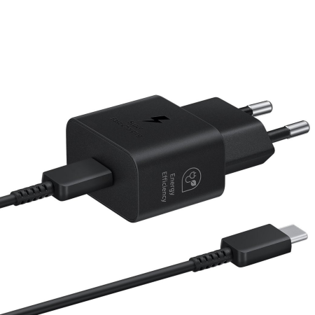 INCARCATOARE PRIZA - Set Incarcator si cablu Original Samsung USB-C 25W Travel Charger + USB-C Data Cable 1m, Black