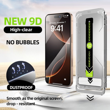 Kit X2 Folii iPhone 15 Plus/ 16 Plus, din Sticla Transparenta, Robotek Titan 2.0 Dust Removal Easy App [1]