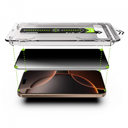 Kit Folie Sticla Privacy, Titan Dust Removal Easy App pentru iPhone 13 /13 Pro /14 /16E [5]