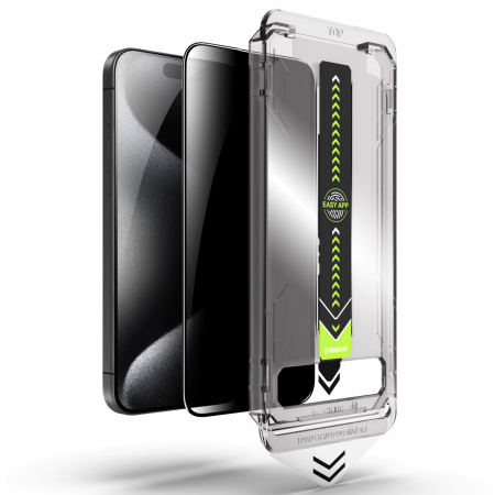Kit Folie Sticla Privacy, Titan Dust Removal Easy App pentru iPhone 15 Pro Max [3]