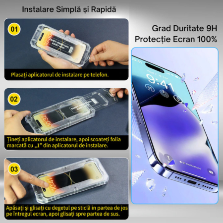 Kit Folie Sticla Privacy, Ultra Premium Titan Dust Removal Easy App pentru iPhone 15/ 16 [9]
