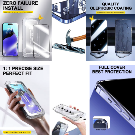 Kit Folie Sticla HD, Ultra Premium Titan Dust Removal Easy App pentru iPhone 15/ 16 [7]