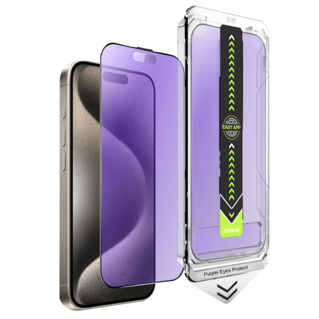Kit Folie Sticla Mata Purple Light Eyes Protect, Titan Dust Removal Easy App pentru iPhone 16 Pro/ 17 [1]