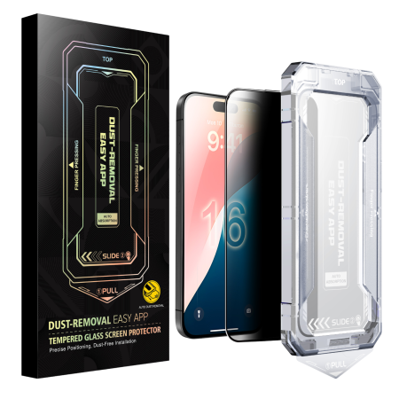 Kit Folie Sticla Privacy, Ultra Premium Titan Dust Removal Easy App pentru iPhone 14 Pro [10]