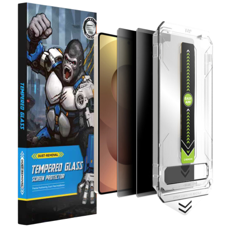 SAMSUNG GALAXY S26 - Kit X2 Folii Samsung Galaxy S26, din Sticla Privacy, Robotek Titan 2.0 Dust Removal Easy App