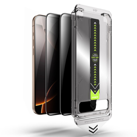 [Pachet 2in1] 2 Folii Sticla Privacy Titan si 1 Kit de instalare Dust Removal Easy App pentru iPhone 18 Pro Max [2]