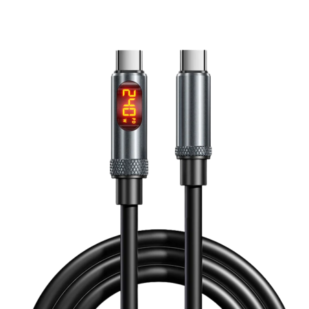 CABLURI TYPE C - PD 240W Type C to Type C Flexible and Strong Silicone Cable with LED Display Ultra Fast Charging and High Speed Data, 1.2 m