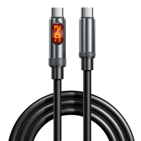 CABLURI TYPE C - PD 240W Type C to Type C Flexible and Strong Silicone Cable with LED Display Ultra Fast Charging and High Speed Data, 2 m