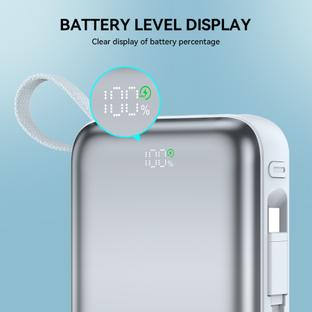 Power Bank 20.000mAh Fast Charging PD45W, With 2 Cables Type C and Lightning P78 silver [4]