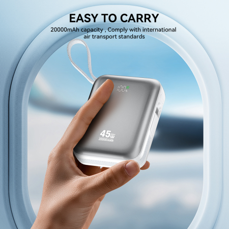 Power Bank 20.000mAh Fast Charging PD45W, With 2 Cables Type C and Lightning P78 silver [5]