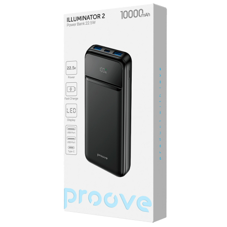 Baterie Externa Illuminator 2 - Type-C, 2x USB, with LED Display, Fast Charge, 22.5W, 10000mAh - Black [3]