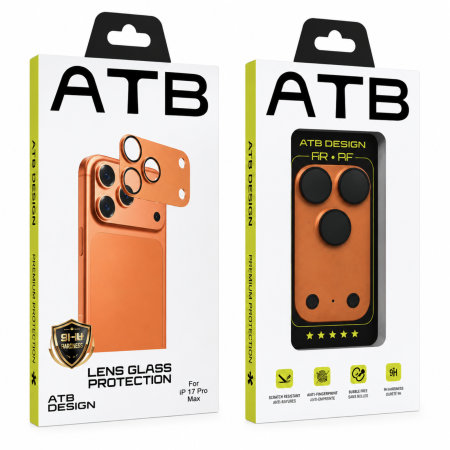 Protectie Camera iPhone 17 Pro, ATB Full Security Glass AR+AF, Orange [4]