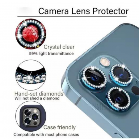 Protectie Camera iPhone 17, Diamond Style, Silver [5]