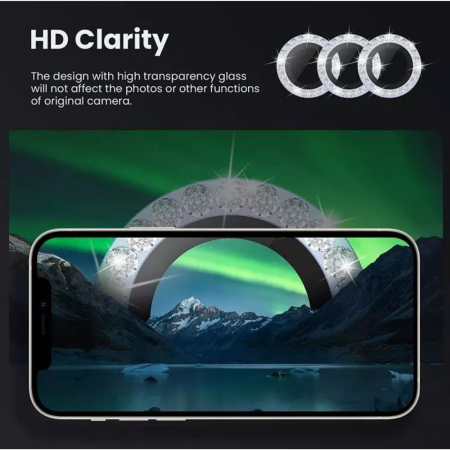 Protectie Camera iPhone 17, Diamond Style, Silver [6]