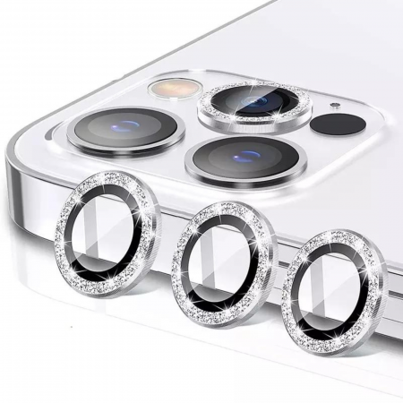 IPHONE 15 PRO MAX - Protectie Camera Diamond Style Silver pentru iPhone 15 Pro Max