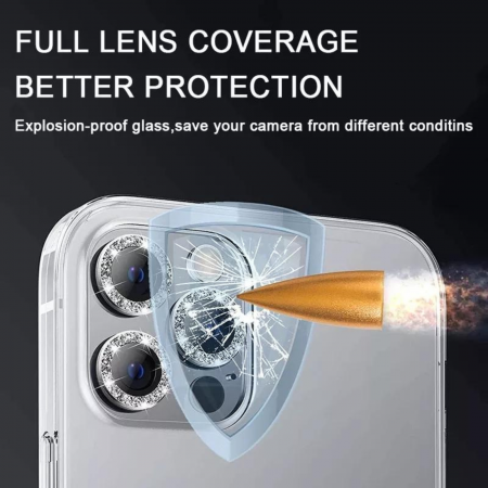 Protectie Camera iPhone 17, Diamond Style, Silver [3]
