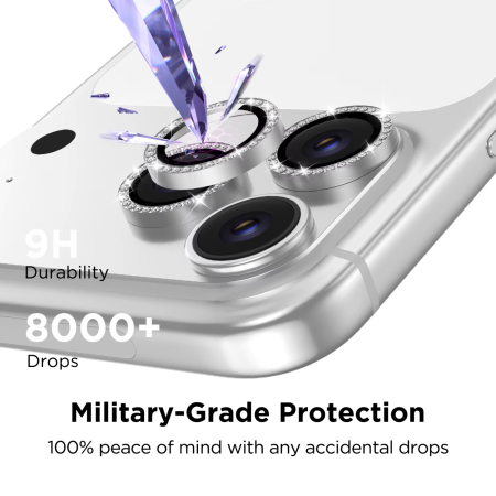 Protectie Camera iPhone 17 Pro/ 17 Pro Max, Diamond Style, Silver [2]