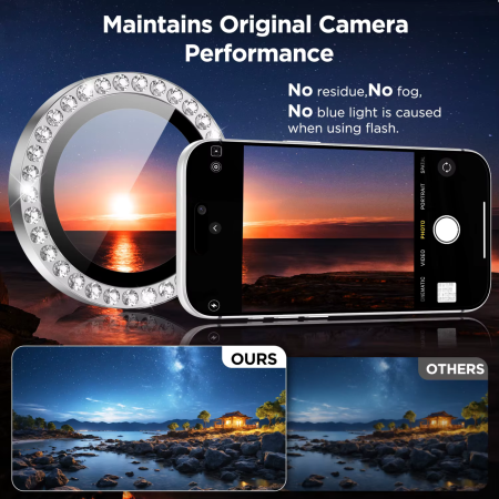 Protectie Camera iPhone 17 Pro/ 17 Pro Max, Diamond Style, Silver [7]
