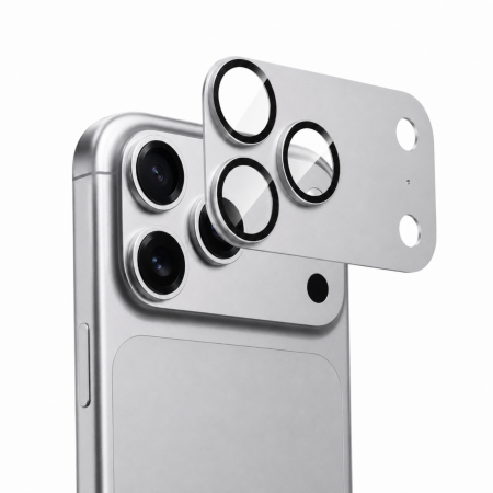 IPHONE 17 PRO - Protectie Camera iPhone 17 Pro, ATB Full Security Glass AR+AF, Silver