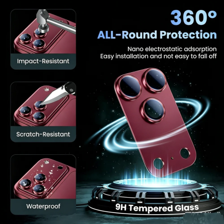 Protectie Camera iPhone 18 Pro Max, Techsuit Full Glass, Burgundy [7]