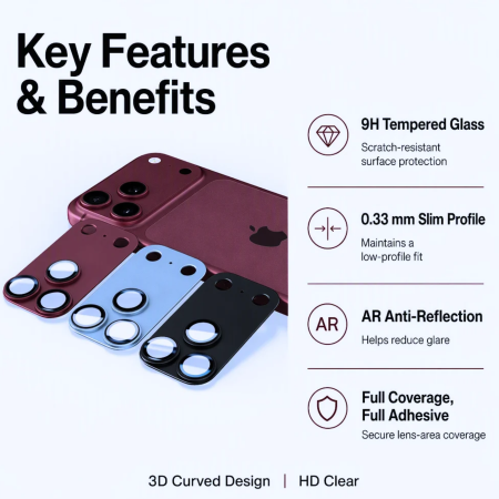 Protectie Camera iPhone 18 Pro Max, Techsuit Full Glass, Burgundy [8]