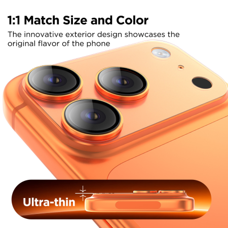 Protectie Camera Metal Style Orange pentru iPhone 17 Pro/ 17 Pro Max [2]