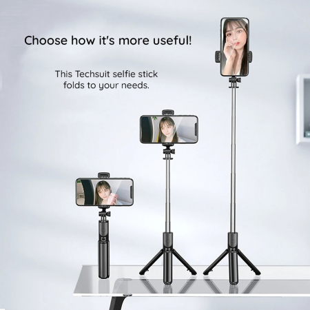 Selfie Stick si Suport trepied stabil și compact cu telecomandă Bluetooth (S03), 68cm - Black [2]