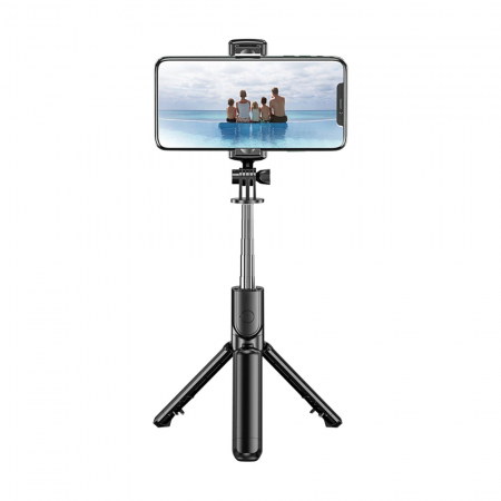 ACCESORII - Selfie Stick si Suport trepied stabil și compact cu telecomandă Bluetooth (S03), 68cm - Black