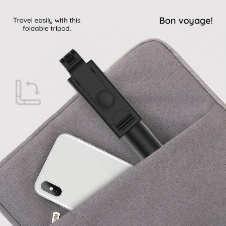 Selfie Stick si Suport trepied stabil și compact cu telecomandă Bluetooth (S05), 100cm - Black [3]