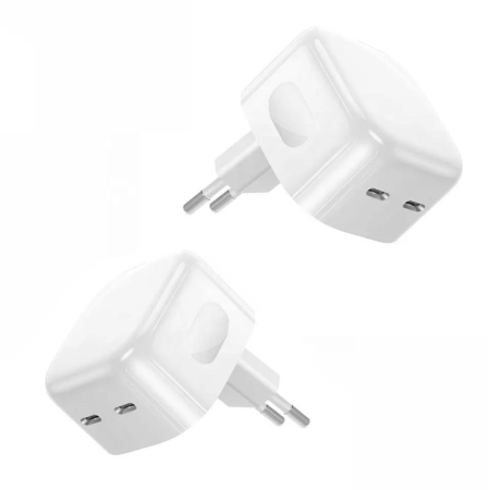 Set Încărcător Rețea PD 40W Super Fast Charge, 2x Type-C si Cablu Type C to Lightning 1m, Alb [1]