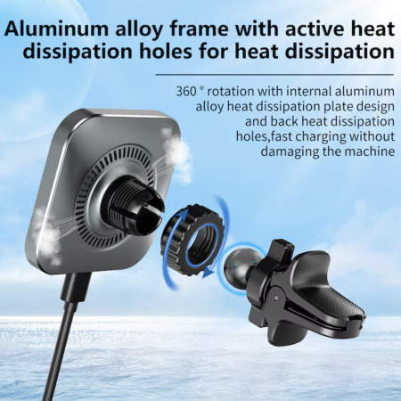 Super Strong MagSafe Auto Holder, Square with Fast Charge, Titan [4]