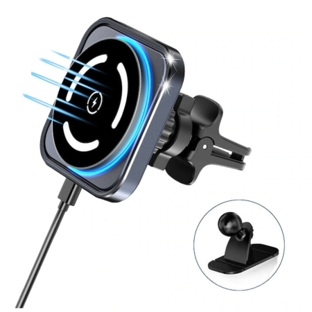 Super Strong MagSafe Auto Holder, Square with Fast Charge, Titan [2]