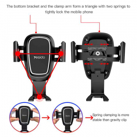 Suport Auto (C71) - Gravity Grip, 360° Rotation Angle, for Air Vent - Black [3]