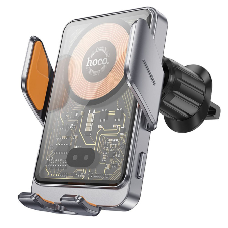 INCARCATOARE AUTO - Suport auto cu incarcare wireless Hoco 15 W cu orificiu de ventilație HW7 gri