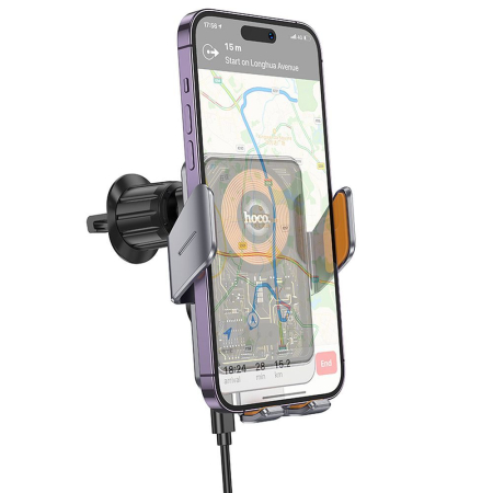 Suport auto cu incarcare wireless Hoco 15 W cu orificiu de ventilație HW7 gri [7]