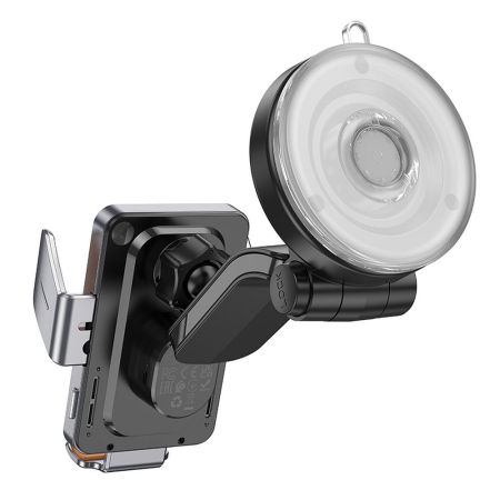 Suport auto cu incarcare wireless Hoco 15 W pentru parbriz / bord HW8 negru [4]