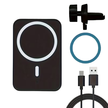 Suport Auto din aluminiu cu MagSafe si Incarcare Wireless, Negru [2]