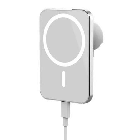 INCARCATOARE WIRELESS - Suport Auto din aluminiu cu MagSafe si Incarcare Wireless, Alb