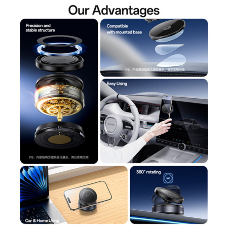 Suport Auto Magnetic Vacuum Suction Cup, 360, 16N - Black [3]