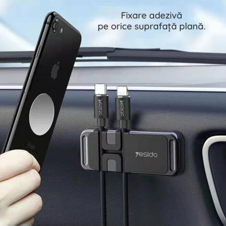 Suport Magnetic cu Autoadeziv si Organizator Cabluri, Black [5]