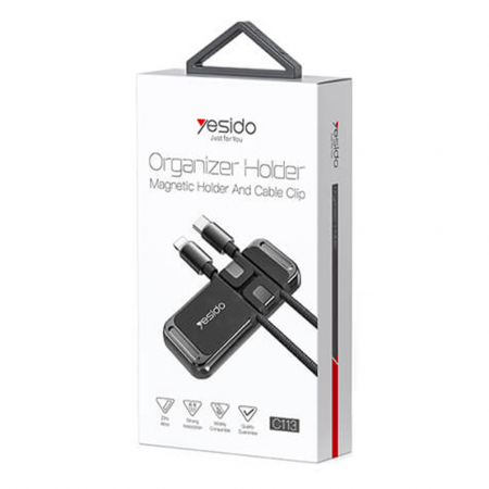 Suport Magnetic cu Autoadeziv si Organizator Cabluri, Black [3]