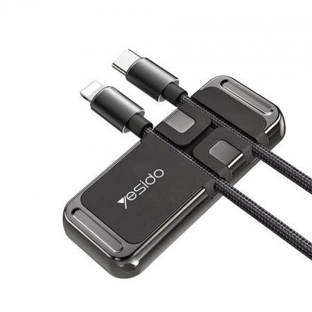 Suport Magnetic cu Autoadeziv si Organizator Cabluri, Black [1]
