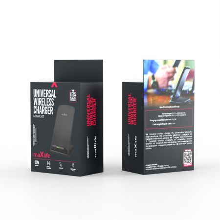 Suport si Incarcator Maxlife MXWC-07 wireless charger 15W black [5]