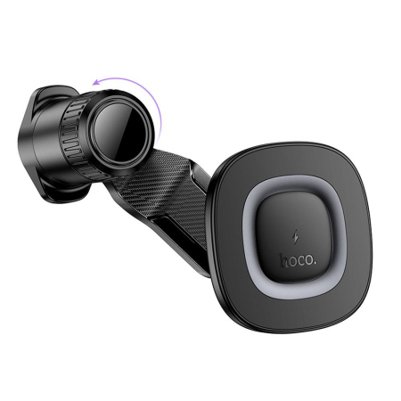 Suport telefon auto magnetic cu incarcare wireless Hoco 15W pentru bord HW30, negru [4]