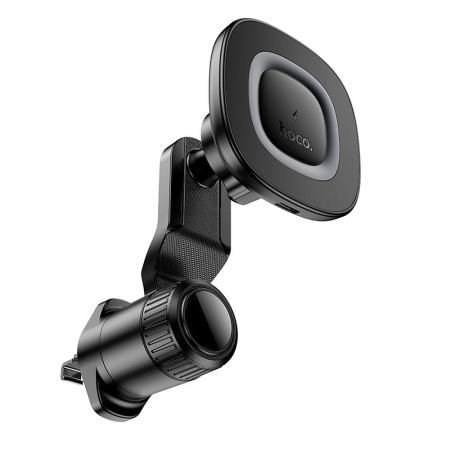 Suport telefon auto magnetic cu incarcare wireless Hoco 15W pentru bord HW30, negru [5]