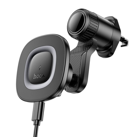 INCARCATOARE WIRELESS - Suport telefon auto magnetic cu incarcare wireless Hoco 15W pentru bord HW30, negru