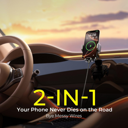 Suport Telefon Lisen 15W Wireless Charger, 360° Adjustment, Black [6]