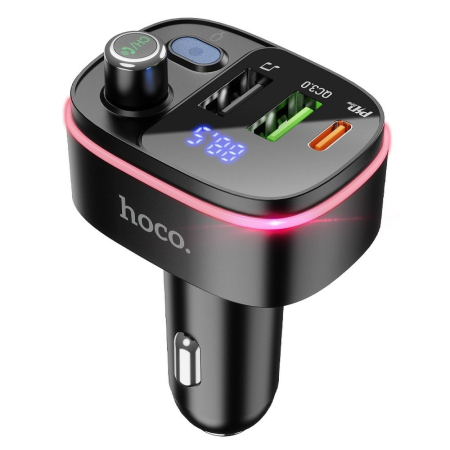 Transmițător auto Bluetooth Hoco 2 x USB A + USB C QC3.0 PD 20W E62 negru [6]