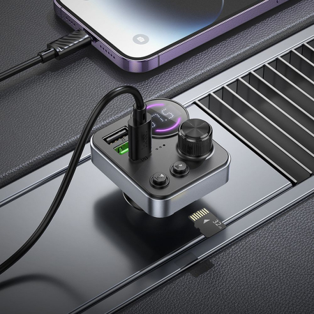 Transmițător auto Bluetooth Hoco 2 x USB A + USB C QC3.0 PD 48W E86 negru [3]