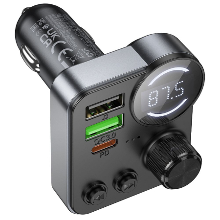 Transmițător auto Bluetooth Hoco 2 x USB A + USB C QC3.0 PD 48W E86 negru [4]